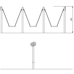 Trivietės vaikiškos sūpynės | Modernūs sprendimai žaidimų aikštelėms