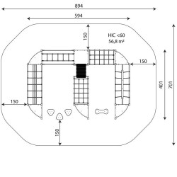Žaidimų kompleksas 0414-1 | Vaikų žaidimų aikštelėms | Parkams