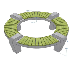 Apvalus betoninis lauko suolas