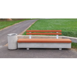 Betoninis lauko suoliukas su medine dalimi.