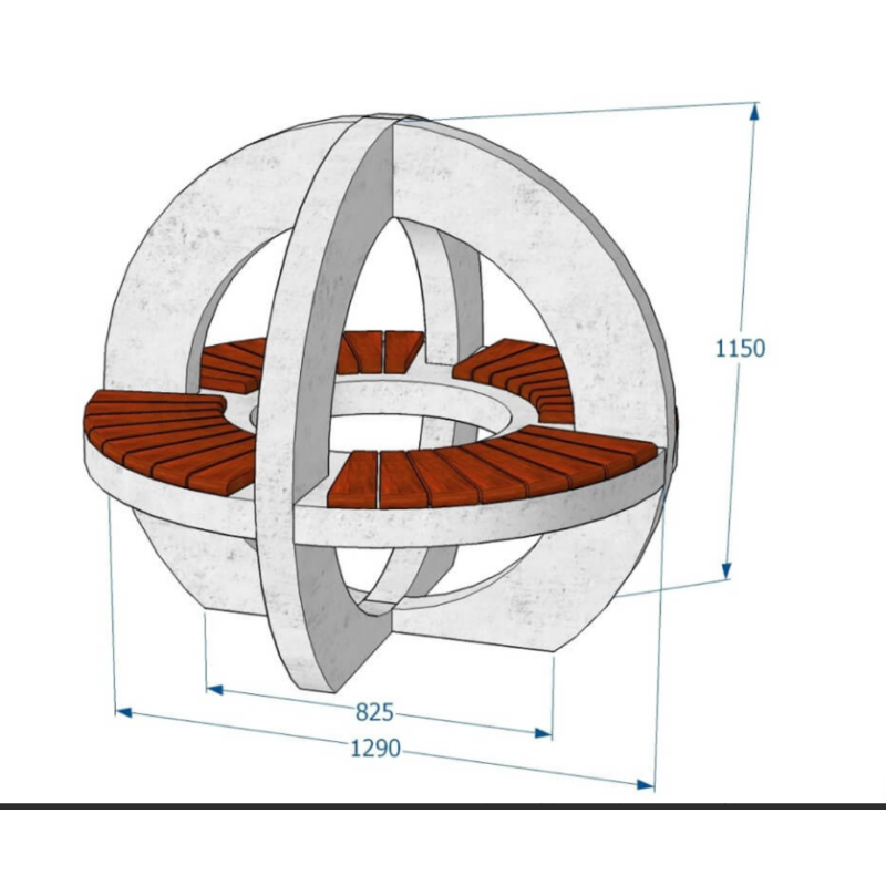 Betoninis lauko suoliukas kera