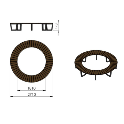 Lenktas suolas be atlošo "Amant I" - 4 moduliai