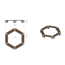 Šešiakampis lauko suolas Opalek