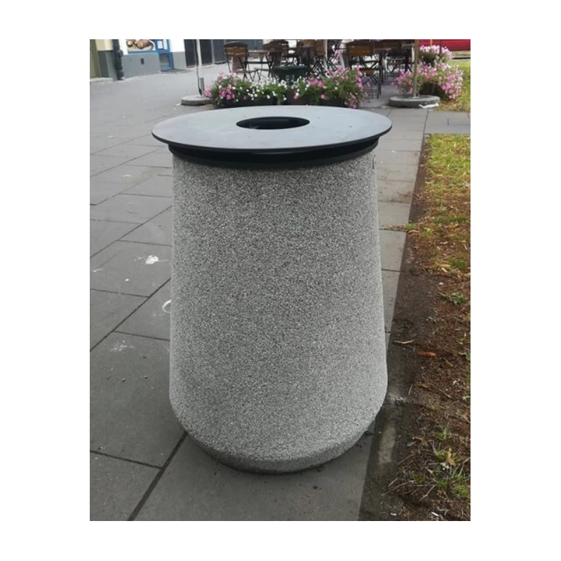 Apvali didelė betoninė šiukšliadežė