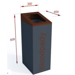 Šiukšlių dėžė rūšiavimui Satis vienguba 60 l cinkuota ir dažyta RAL 9005