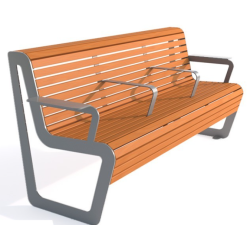 Autobusų stoties suoliukas su keturiais porankiais