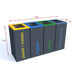Šiukšlių dėžė rūšiavimui Satis IV 4x100 l / su užrašais ant lipnios plėvelės