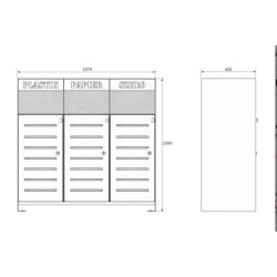 Šiukšlių dėžė rūšiavimui "Ajaks II" 3x80 l / lazeriu pjaustyti užrašai