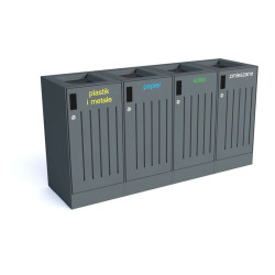 Šiukšlių dėžė rūšiavimui "Odyn" 4x80 l - užrašai ant lipnios plėvelės