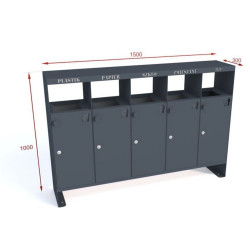 Šiukšlių dėžė rūšiavimui Aster V 5x40 l / lazeriu išpjauti užrašai