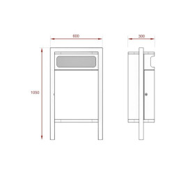 Šiukšlių dėžė Solaris III konstrukcija su viena anga
