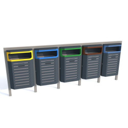 Šiukšlių dėžė Solaris III 5 modulių ant konstrukcijos, su vienpusiu įdėjimu