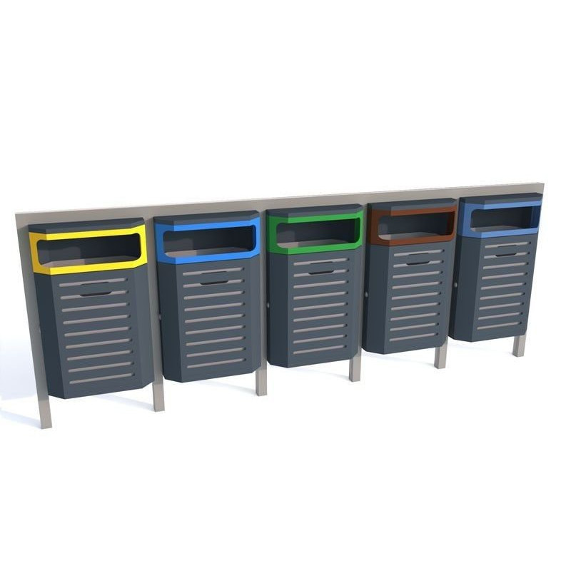 Šiukšlių dėžė Solaris III 5 modulių ant konstrukcijos, su vienpusiu įdėjimu