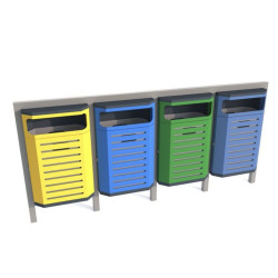 Šiukšlių dėžė Solaris III 4 modulių ant konstrukcijos, su vienpusiu įdėjimu