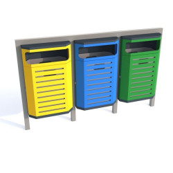 Šiukšlių dėžė Solaris III 3 modulių ant konstrukcijos, su vienpusiu įdėjimu