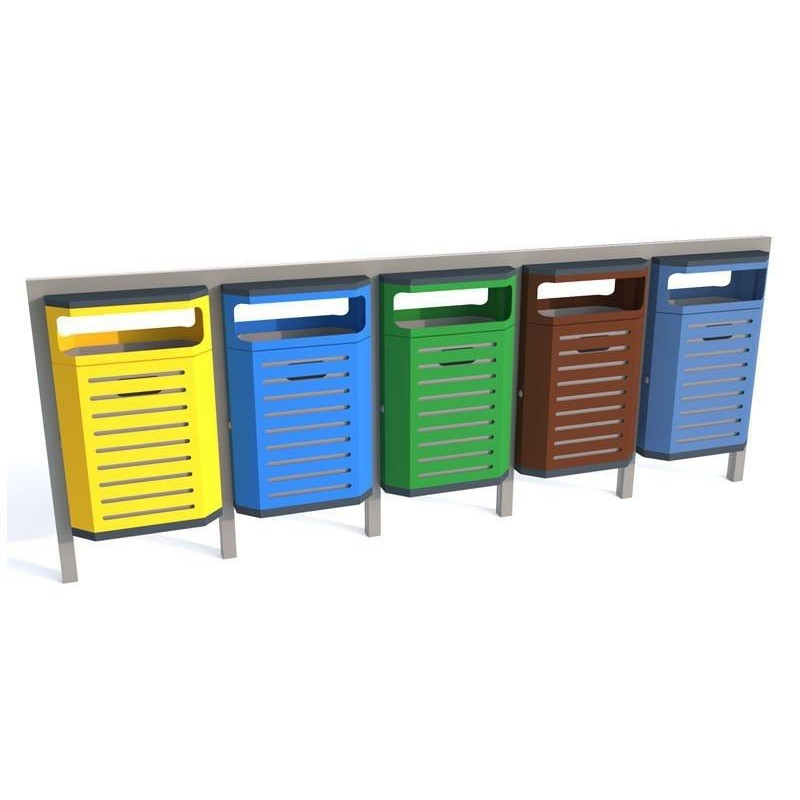 Šiukšlių dėžė Solaris III 5 modulinis ant stovo su angomis iš dviejų pusių