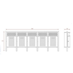 Šiukšlių dėžė Solaris III 5 modulinis ant stovo su angomis iš dviejų pusių