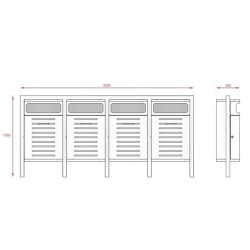 Šiukšlių dėžė Solaris III 4 modulinis ant stovo su angomis iš dviejų pusių