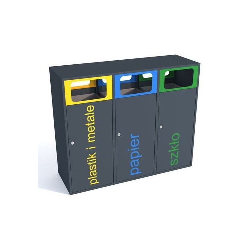 Šiukšlių dėžė rūšiavimui Etna III 3x120 l dvipusis/ užrašai ant lipnios plėvelės