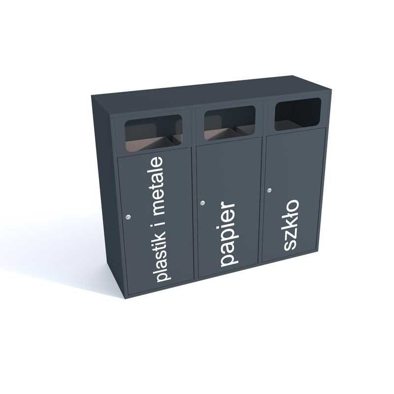 Šiukšlių dėžė rūšiavimui Etna III 3x120 l vienspalvė / lipni plėvelė su užrašu