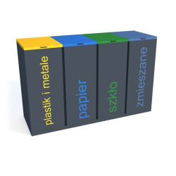 Šiukšlių dėžė rūšiavimui Satis IV su užraktais 4x60 l