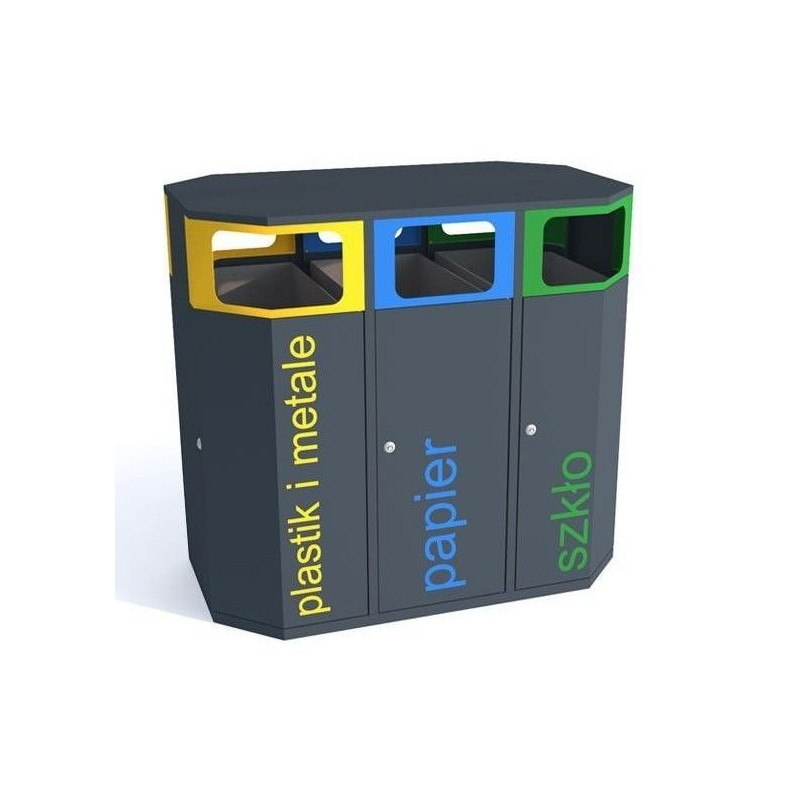 Šiukšlių dėžė rūšiavimui Etna dvipusė ovali III 2x114l+1x127l/užrašai ant lipnios plėvelės