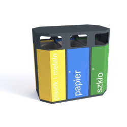 Šiukšlių dėžė rūšiavimui Etna dvipusė ovali III 2x114l+1x127l