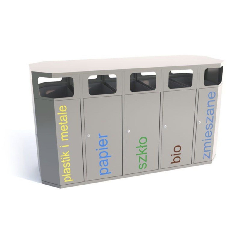 Šiukšlių dėžė rūšiavimui Etna V dvipusė ovali 5x114-127l/užrašai ant lipnios plėvelės