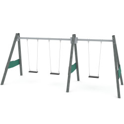 Trivietės sūpynės su dvigubu rėmu | Inventorius žaidimų aikštelėms