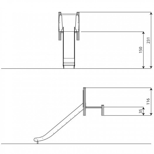 Čiuožykla su platforma 288 cm