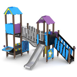 Medinis lauko žaidimų kompleksas | Viešosioms vaikų aikštelėms