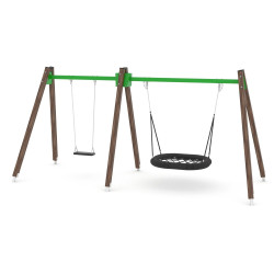 Kompleksinės medinės sūpynės | Lauko vaikų žaidimų erdvėms