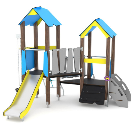 Medinis žaidimų kompleksas su dviem bokšteliais