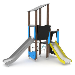 Medinė žaidimų aikštelė su čiuožyklomis | Laisvalaikio įrenginiai