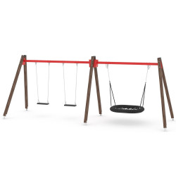 Kompleksinės trijų dalių sūpynės žaidimų aikštelėms